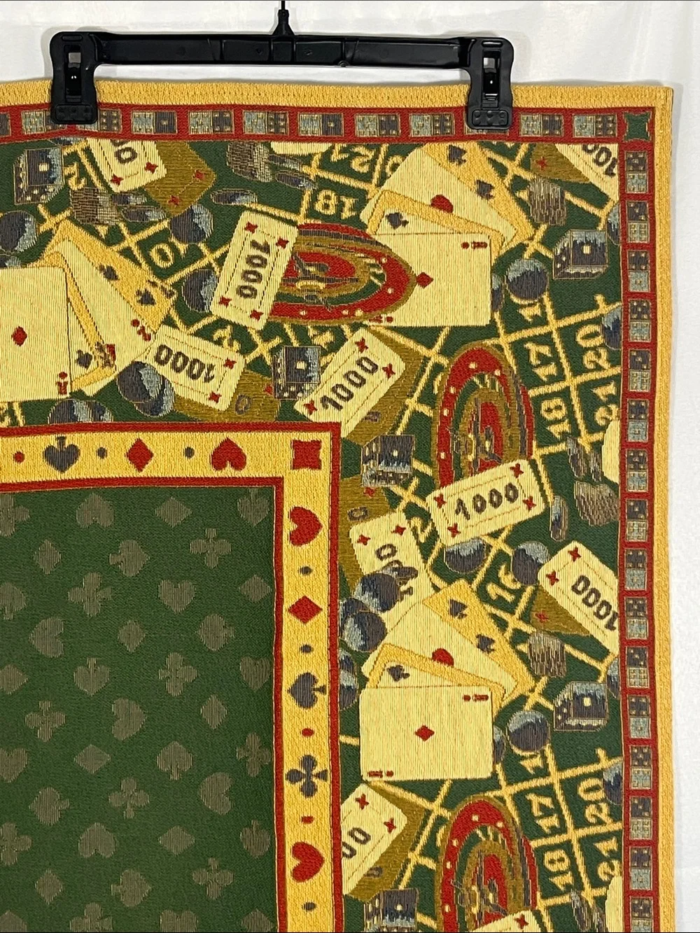Vintage Playing Card Tablecloth 59x59” Brocade Jewel Tones Poker Bridge Cards